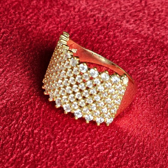 Savvy Cie 18K Gold Over Sterling Silver Band with Cubic Zirconia Stones - Picture 7 of 12